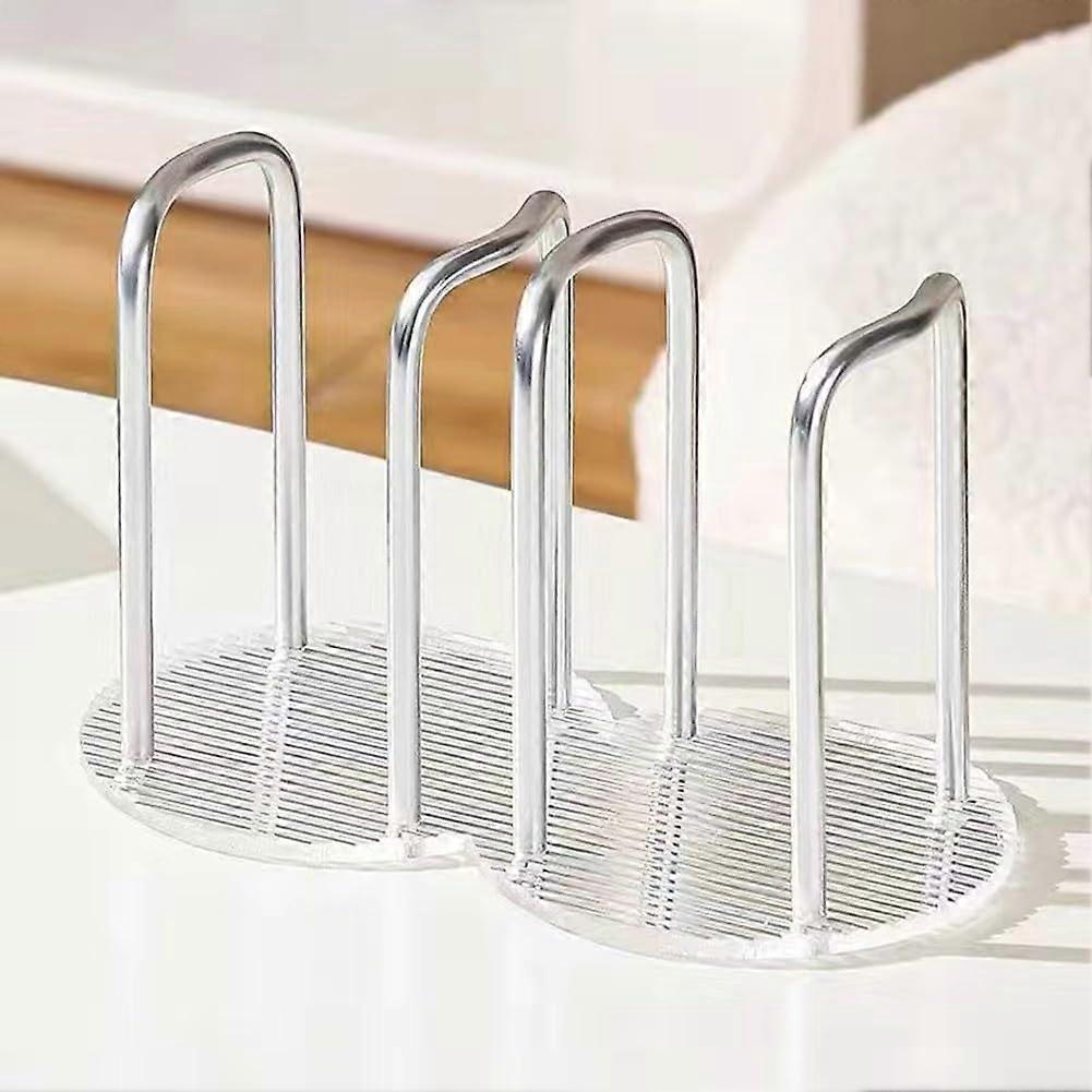 Acrylic Cup Organizer - Double Seat Silver, Modern Design for Home and Commercial Use, Space-Saving Storage Solution