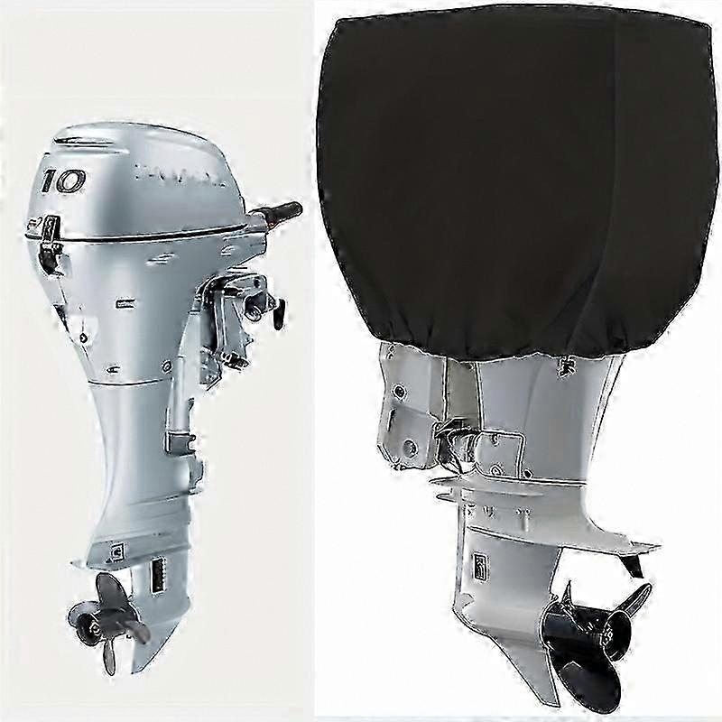 Black Heavy-Duty Waterproof Outboard Motor Engine Cover - Thick Polyester Fabric