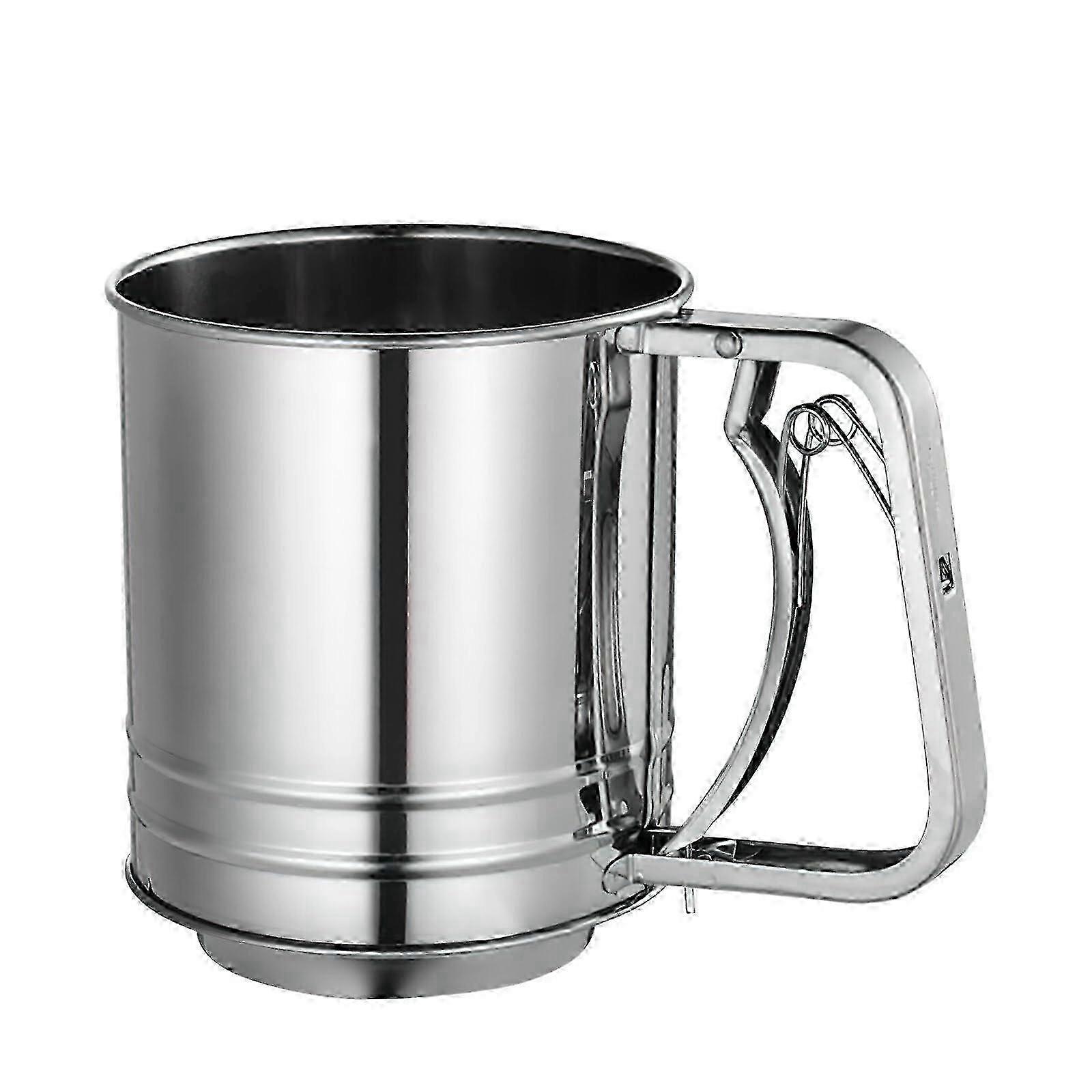 Stainless Steel Double-Layer Flour Sifter with Fine Mesh Screen for Quick and Easy Sifting, 3 Cup Capacity Baking Tool for DIY Cooking