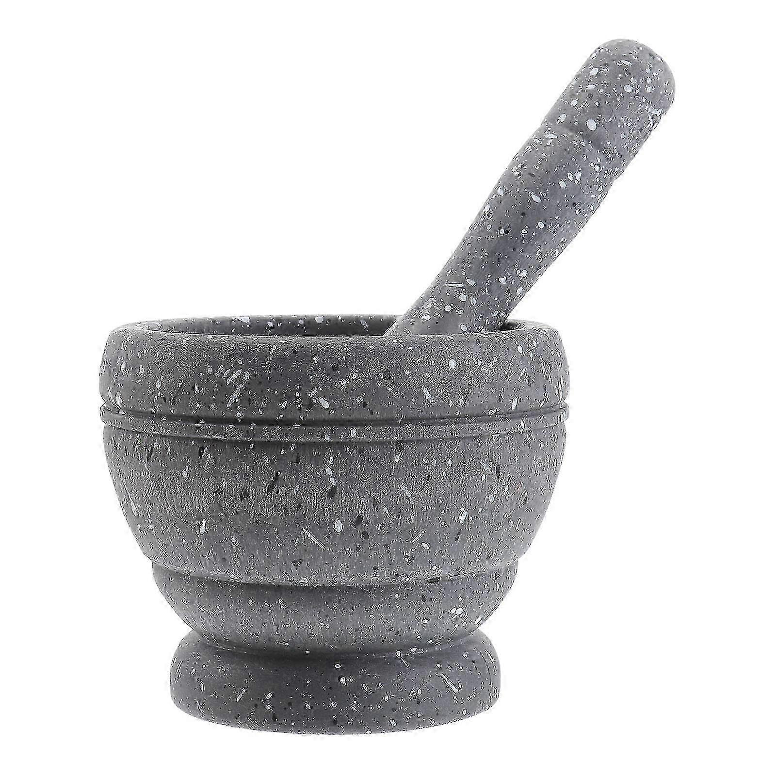 Granite Pattern PP Plastic Garlic Mortar and Pestle Set with Storage Box