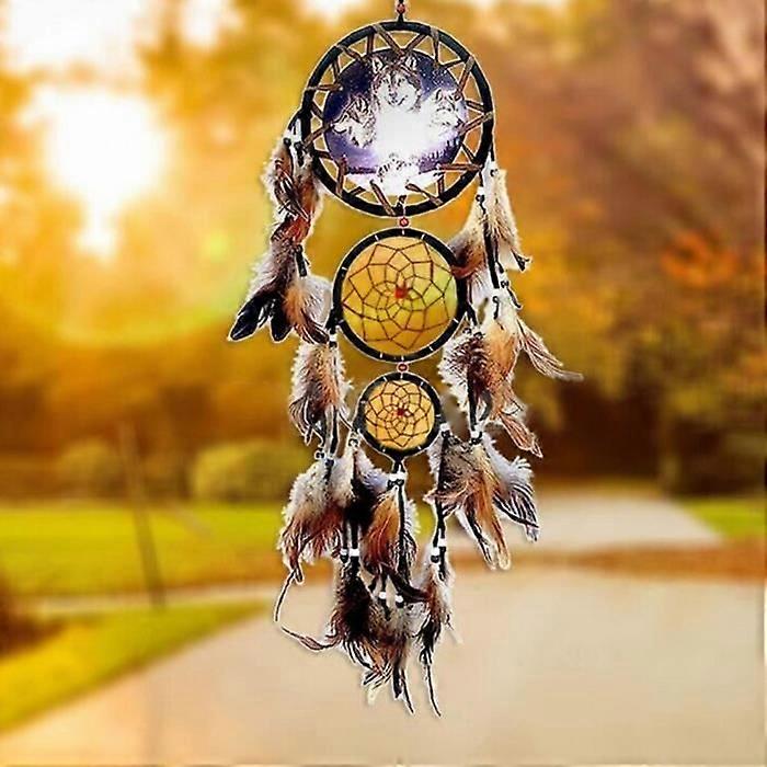 Dream Catcher Wolf Head Feather Dreamcatcher Hanging Wall Decor