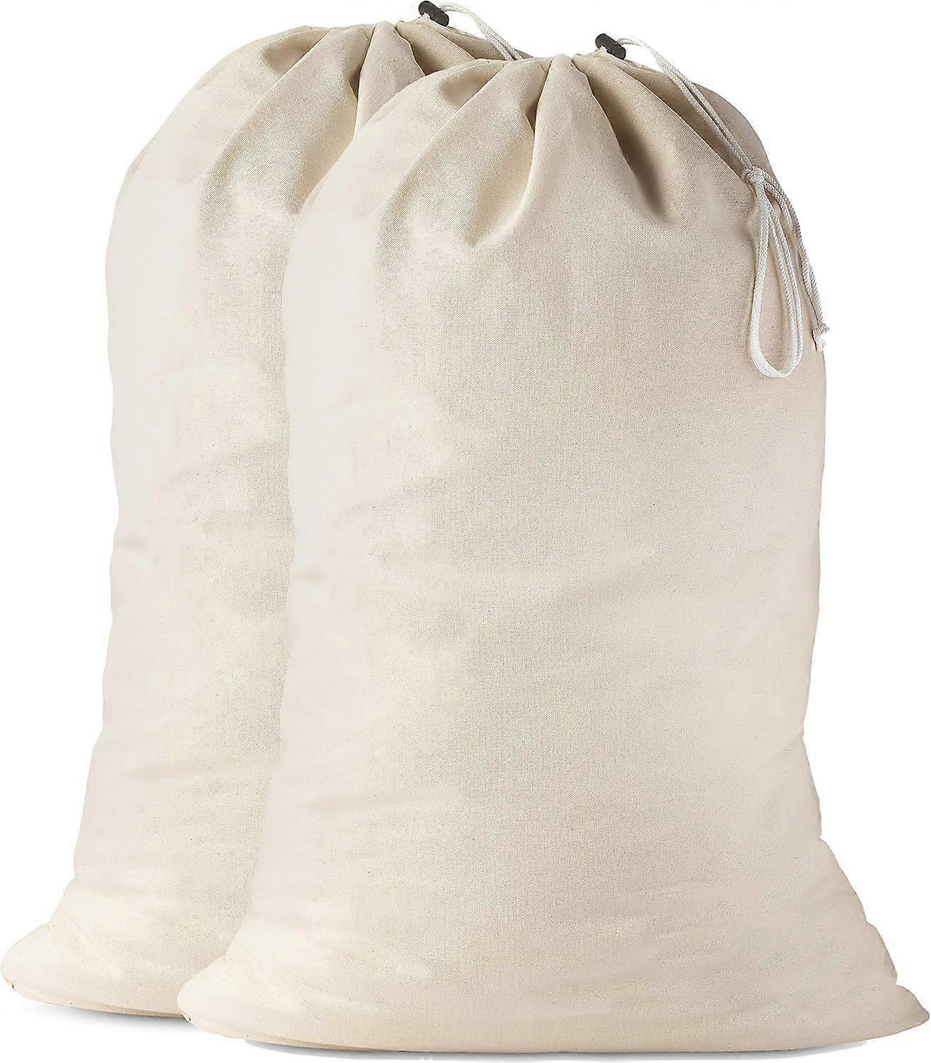 Sac à linge en coton, le sac à linge lavable extra robuste avec cordon de serrage