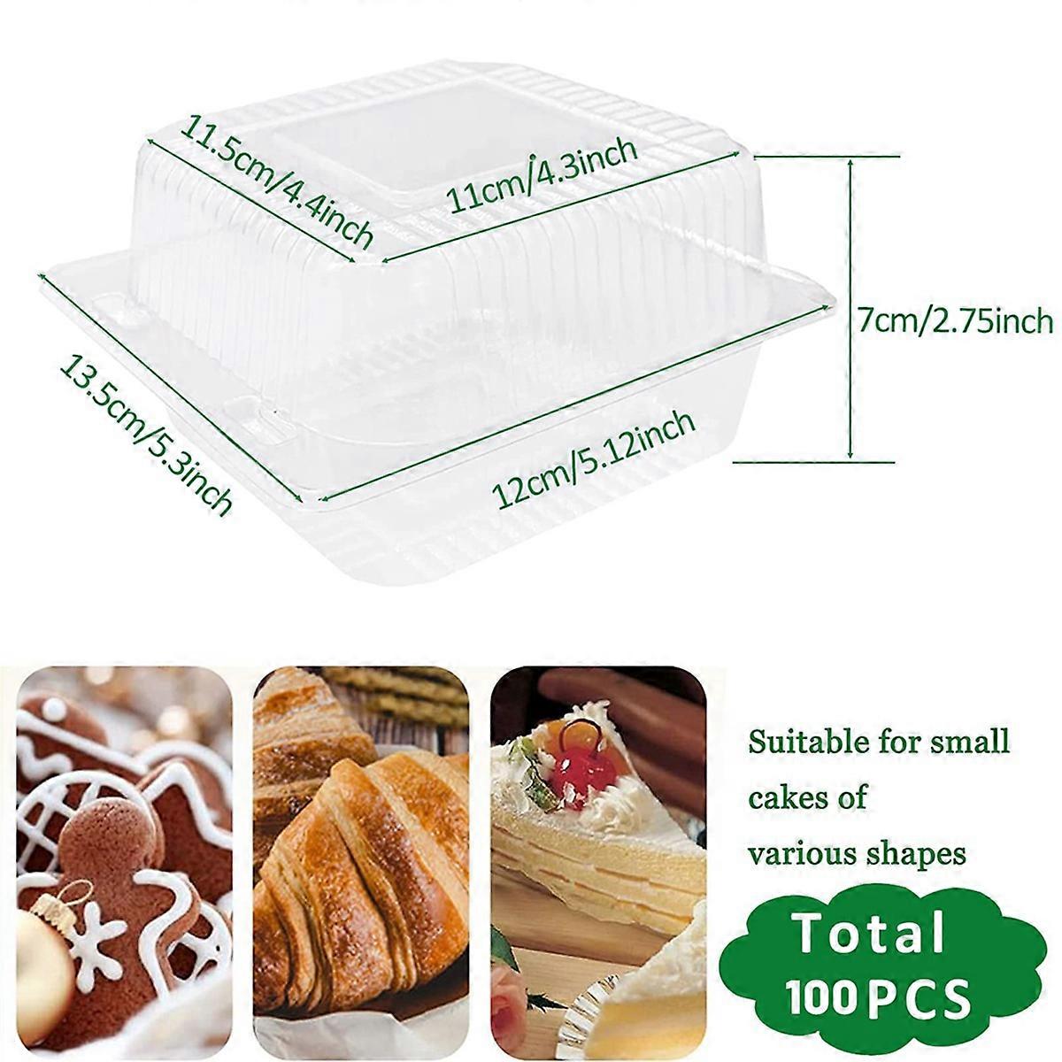 300Pcs Single Individual Cake Boxes Dessert Containers Cheesecake Boxes Stackable Square Boxes Clear