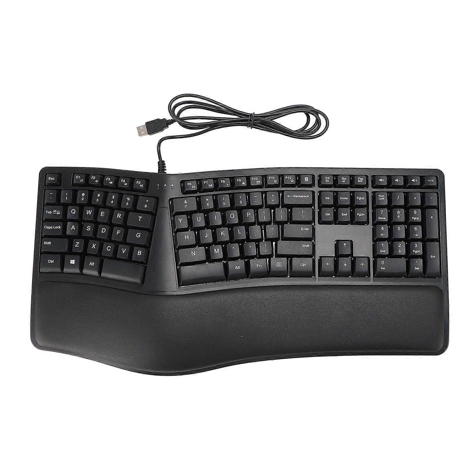 Ergonomic Split Keyboard with Palm Rest Quiet USB 2.0 Wired Keyboard for Laptop with 110 Keys 1.5m Cable Type Comfortably