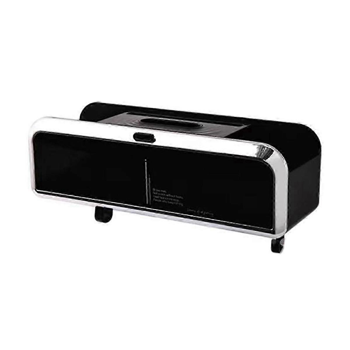 Multi-Functional Car Tissue Box with Hooks Silver Plated Black