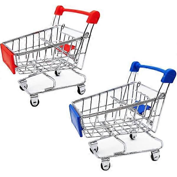 2個のミニショッピングカートスーパーマーケットトロリーショッピングユーティリティカートファッションストレージおもちゃ、楽しくて実用的。