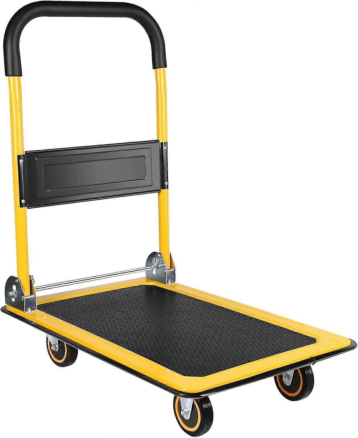 Platform Truck Folding Push Cart 300lb Capacity Metal Hand Truck Flatbed Dolly