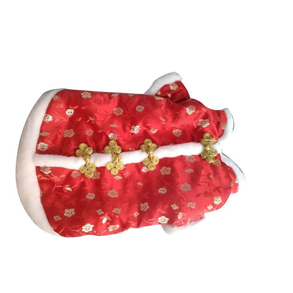 Chinese Style Knot Buttons Dog Coat Comfortable Pet Outfit Dog Suit Autumn Winter Apparel for Small and Large Dogs (Red, XL)