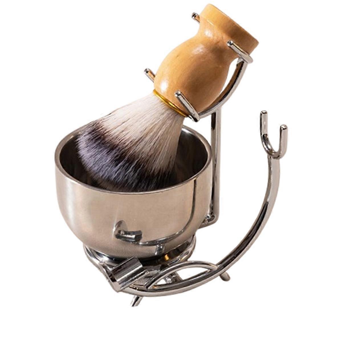 Shaving Brush Holder with Perfect Double Layer Stainless Steel Shaving Soap Bowl and Shaving Brush