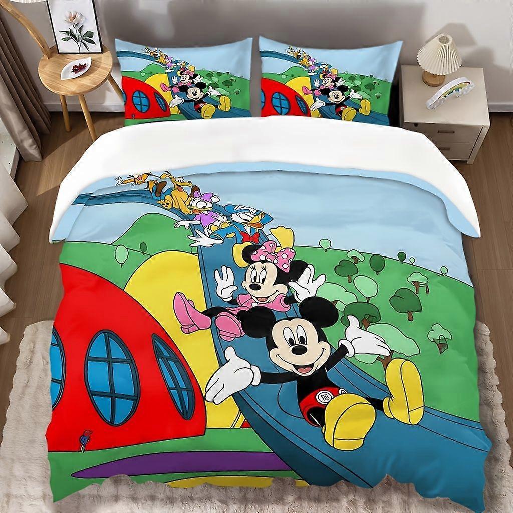 TE855 3pcs Mickey Mouse Clubhouse Bedding Set Cartoon Includes 1 Duvet Cover and 2 Pillowcases Super Soft Comfort for Bedroom Guest Room