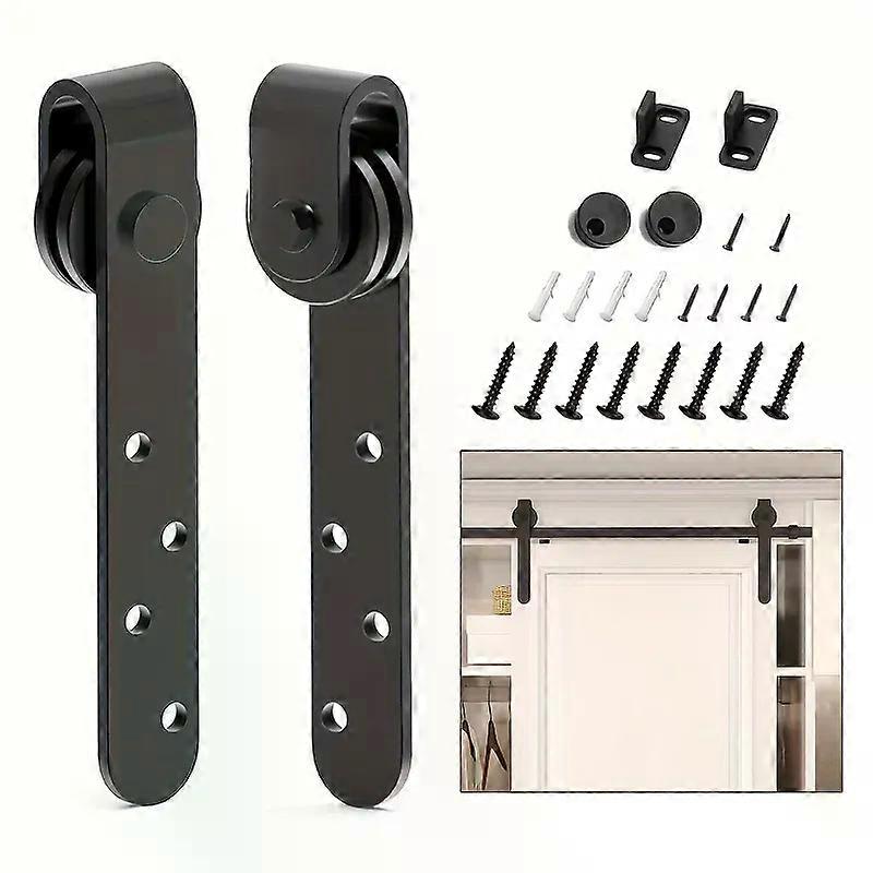 Sliding Barn Door Hardware Kit Satin Metal Track System with Mounting Brackets and Rollers for Doors No Long Track Included