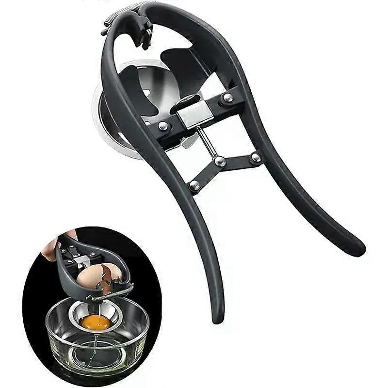Egg Cracker Egg Separator Stainless Steel Handheld Egg Opener with Egg Yolk White Separator Eggshell Cutter Egg Cracking Tool