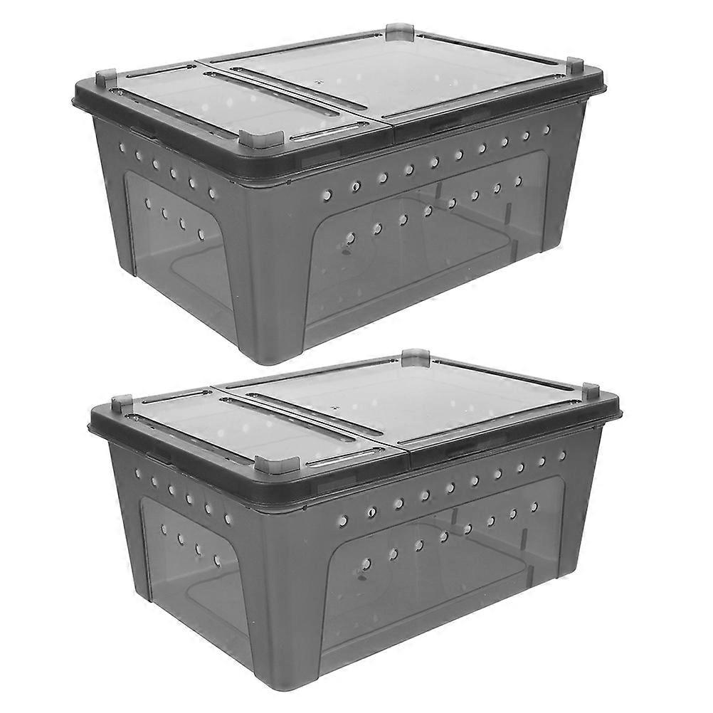 Reptile Feeding Box Portable Design Observation Capability 26.00X17.50X11.50CM Size Pet Owners 2Pack