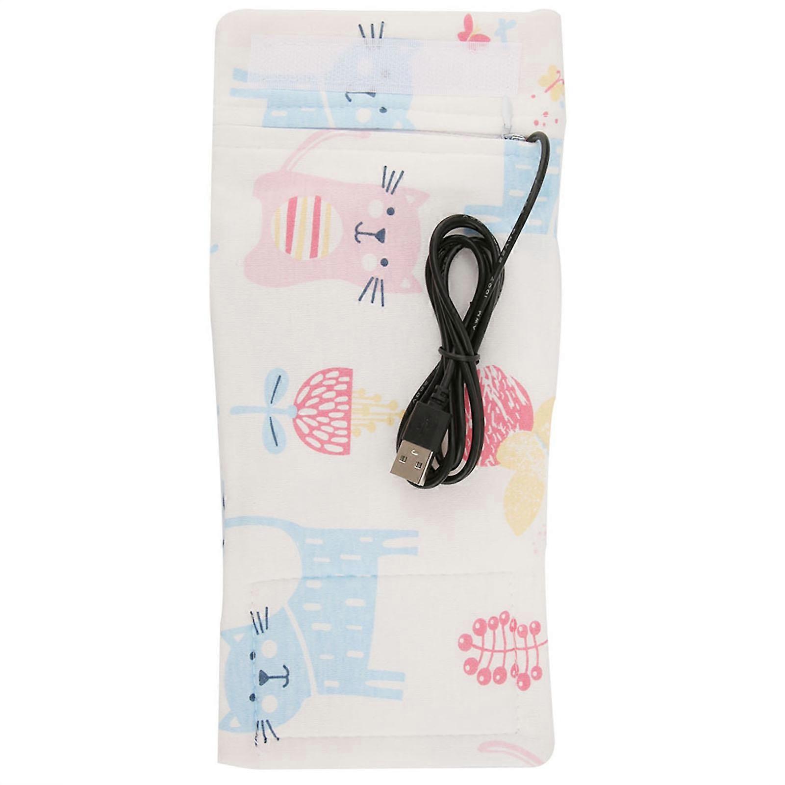 Housse de rangement USB pour biberon, maintien au chaud, portable, pour voyage, avec thermostat isolant, motif chat