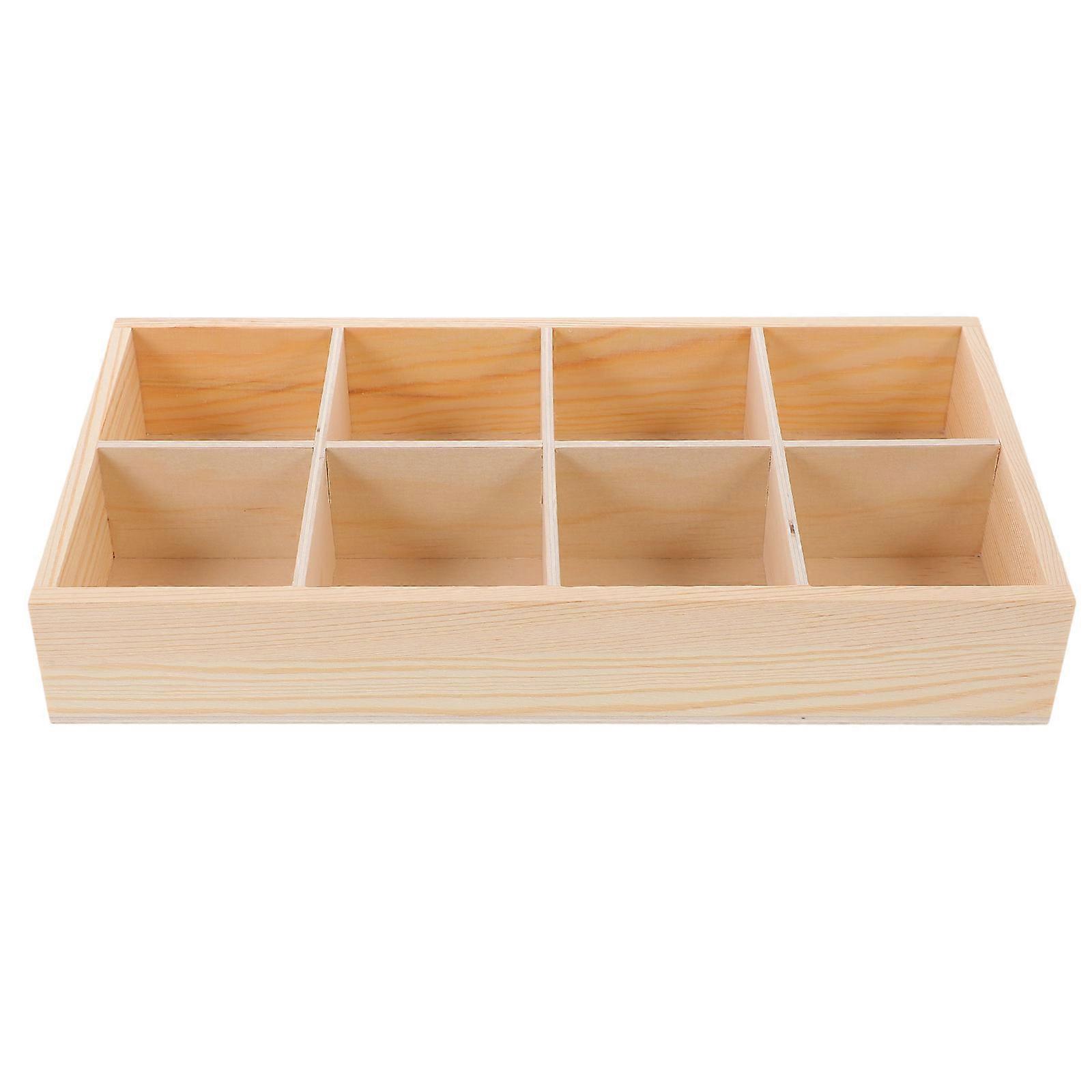Planter Tray Wooden for Desk Storage with 4Pcs Multi-Grid Design