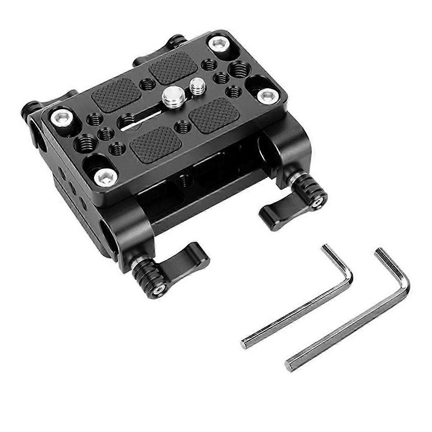 Camera Mounting Plate Tripod Monopod Mounting Base Plate with 15mm Rod Clamp Railblock for Rod Suppo