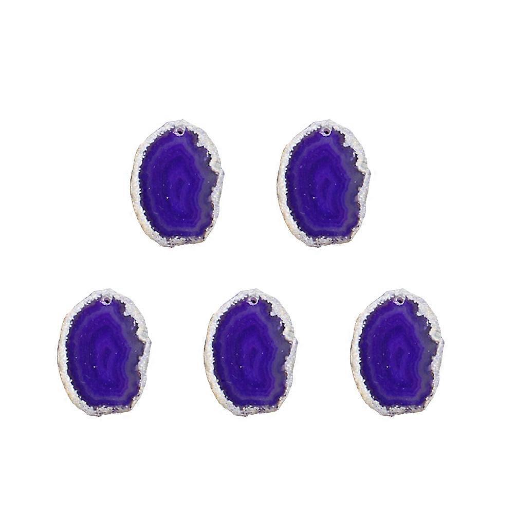 Stone Pendant Accessories Purple Agate Slice for DIY Hanging 10Pcs