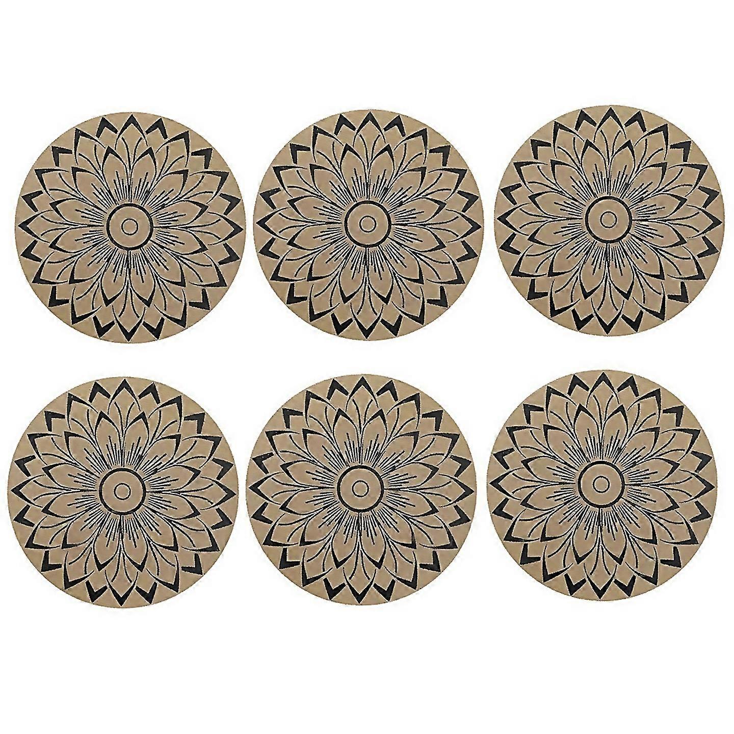 For 6pcs Round Flower Insulation Pad Black