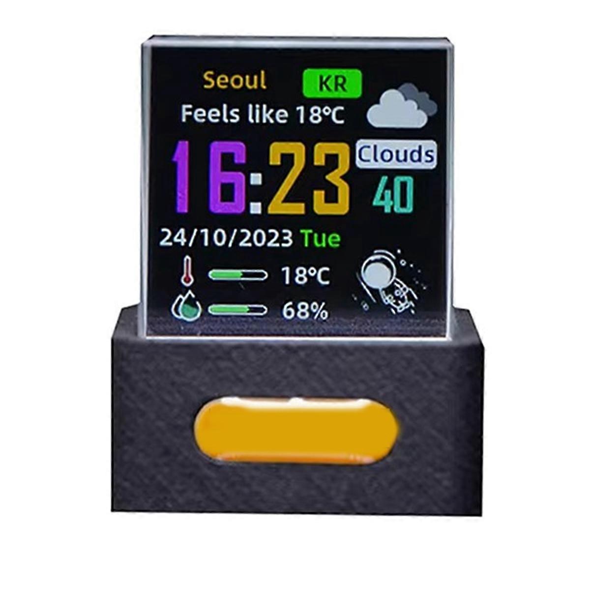 Crystal Cube Photo Display WiFi Weather Clock USB Holographic Smart Clock with GIF Animations Album