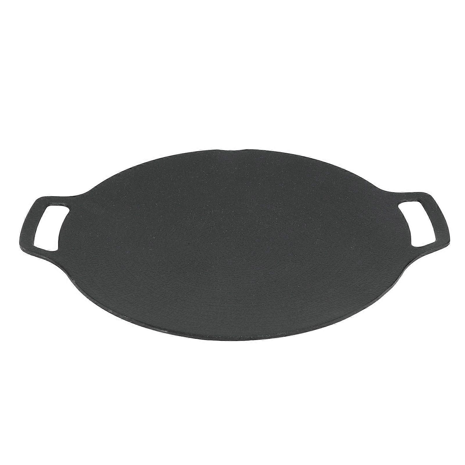 Korean Grill Pan with Non Stick 6 Layer Coating for Gas Cooker Round Double Handle BBQ Griddle for Outdoor Camping 33cm/13.0in