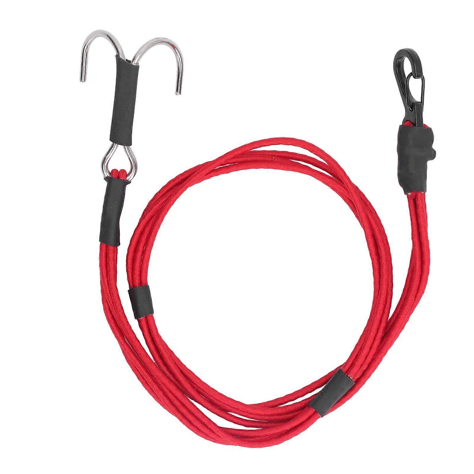 RC Crawler Kinetic Winch Strap Elastic Rescue Towing Trailer Rope Strap with Hooks for 1/10 1/8 RC Car Red