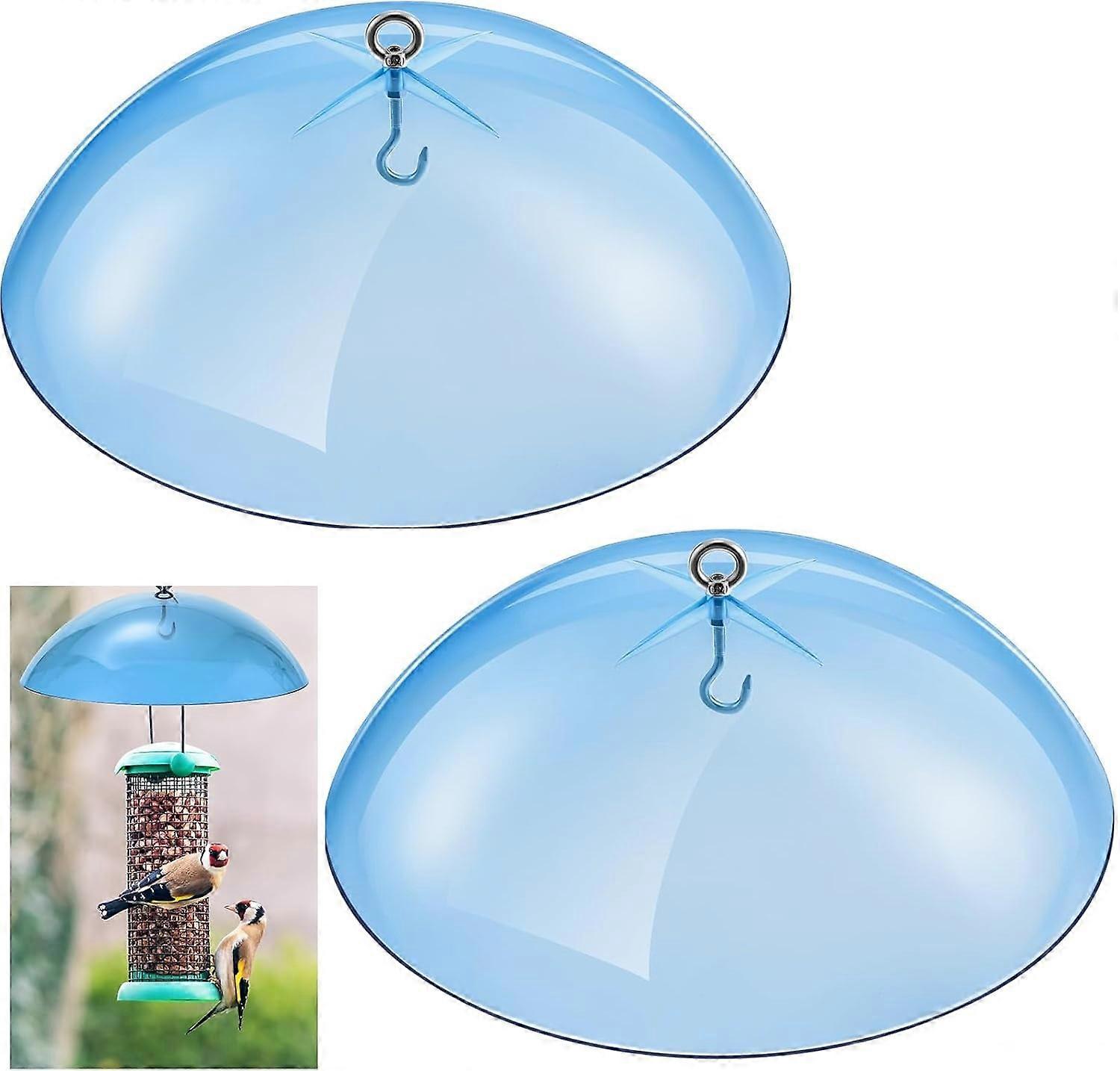 2 Pcs 10" Plastic Bird Feeder Covers with Hooks, Compatible with Squirrel Baffle, Rainproof Dome for Bird Feeders