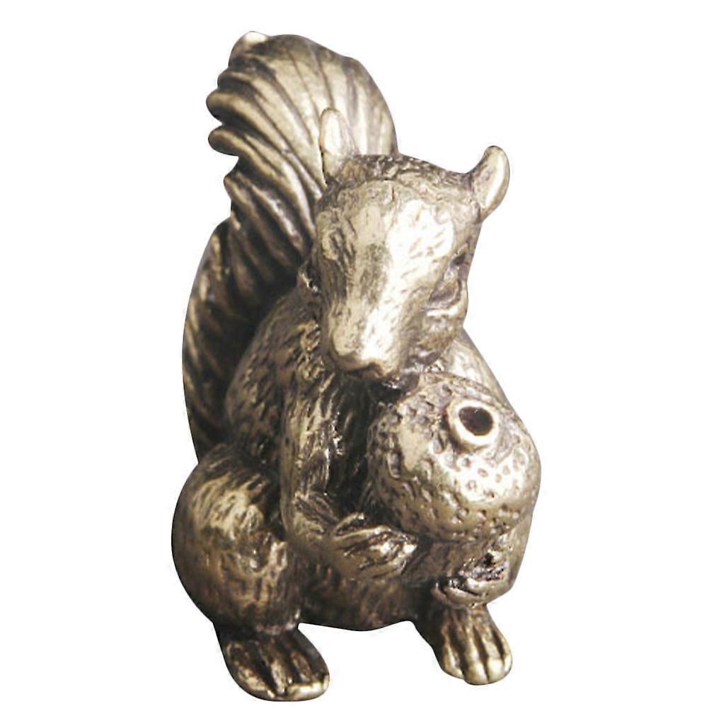 Retro Golden Brass Squirrel Ornament for Decor 4Pcs Desktop Figurine Set