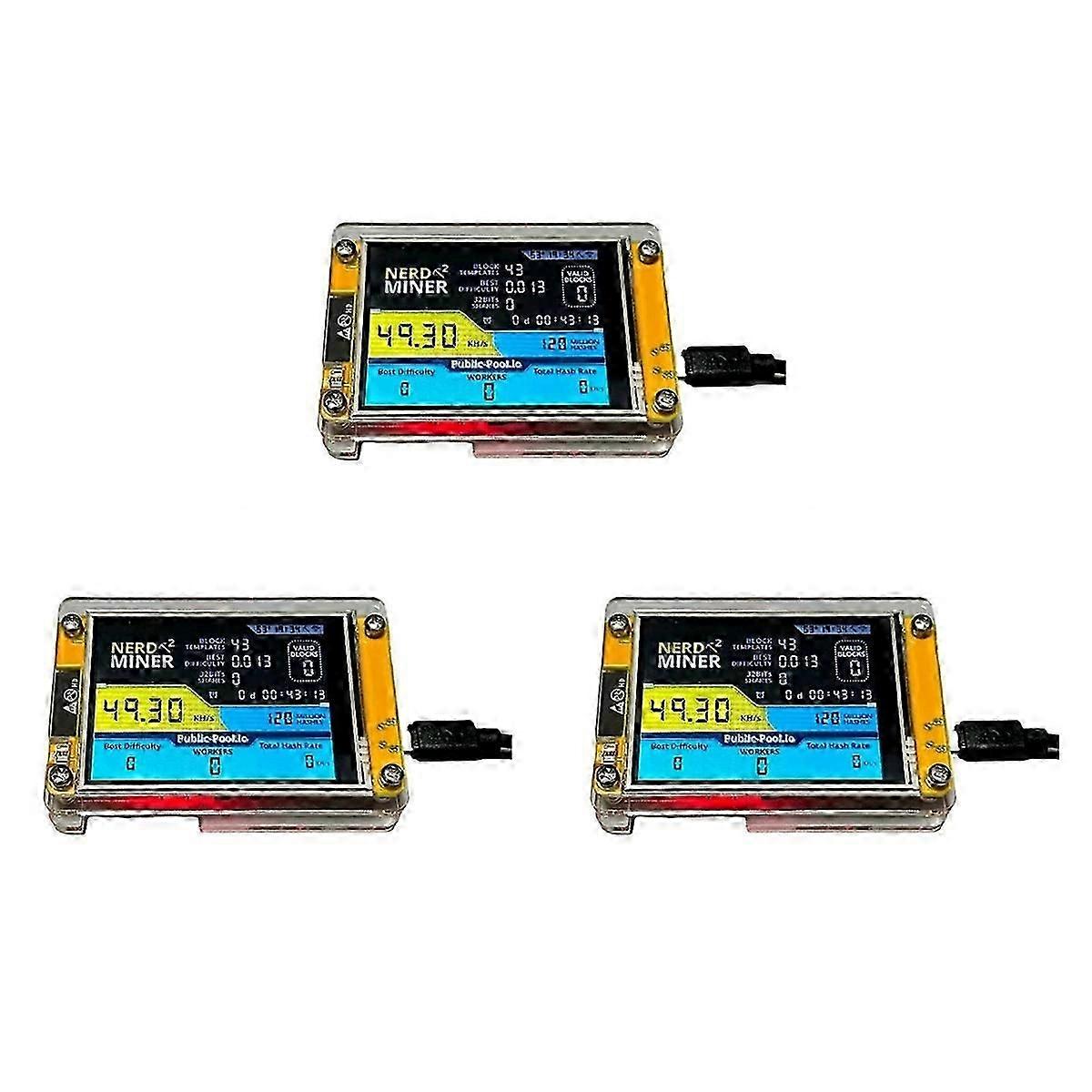 3X Neuer Nerdminer V3 2,8-Zoll-BTC-Solo-Lotterie-Nerd-Miner-Miner Krypto-Solo-Mining-Maschine