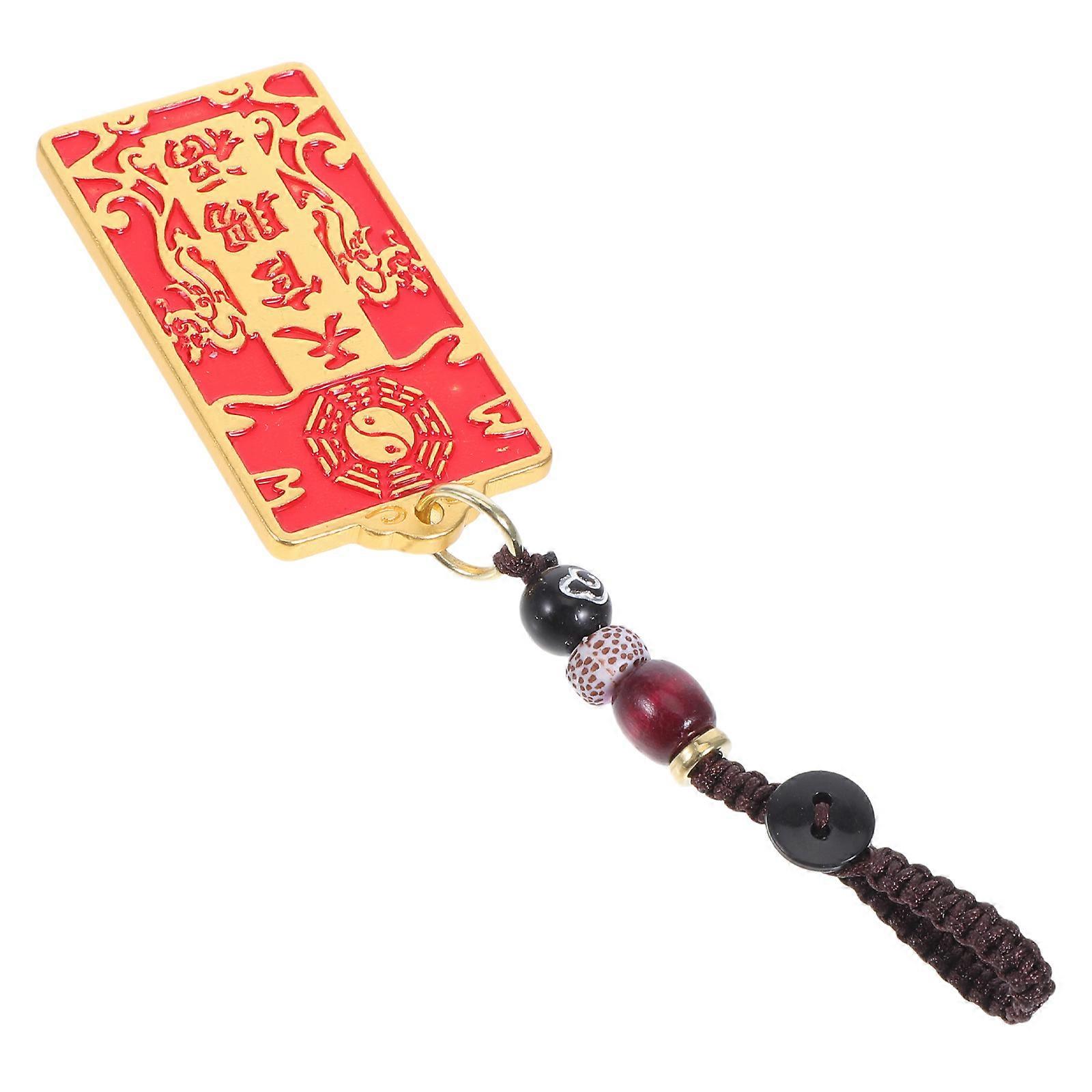 Copper Feng Shui Token Keychain for 3Pcs Brass and Wood Charm