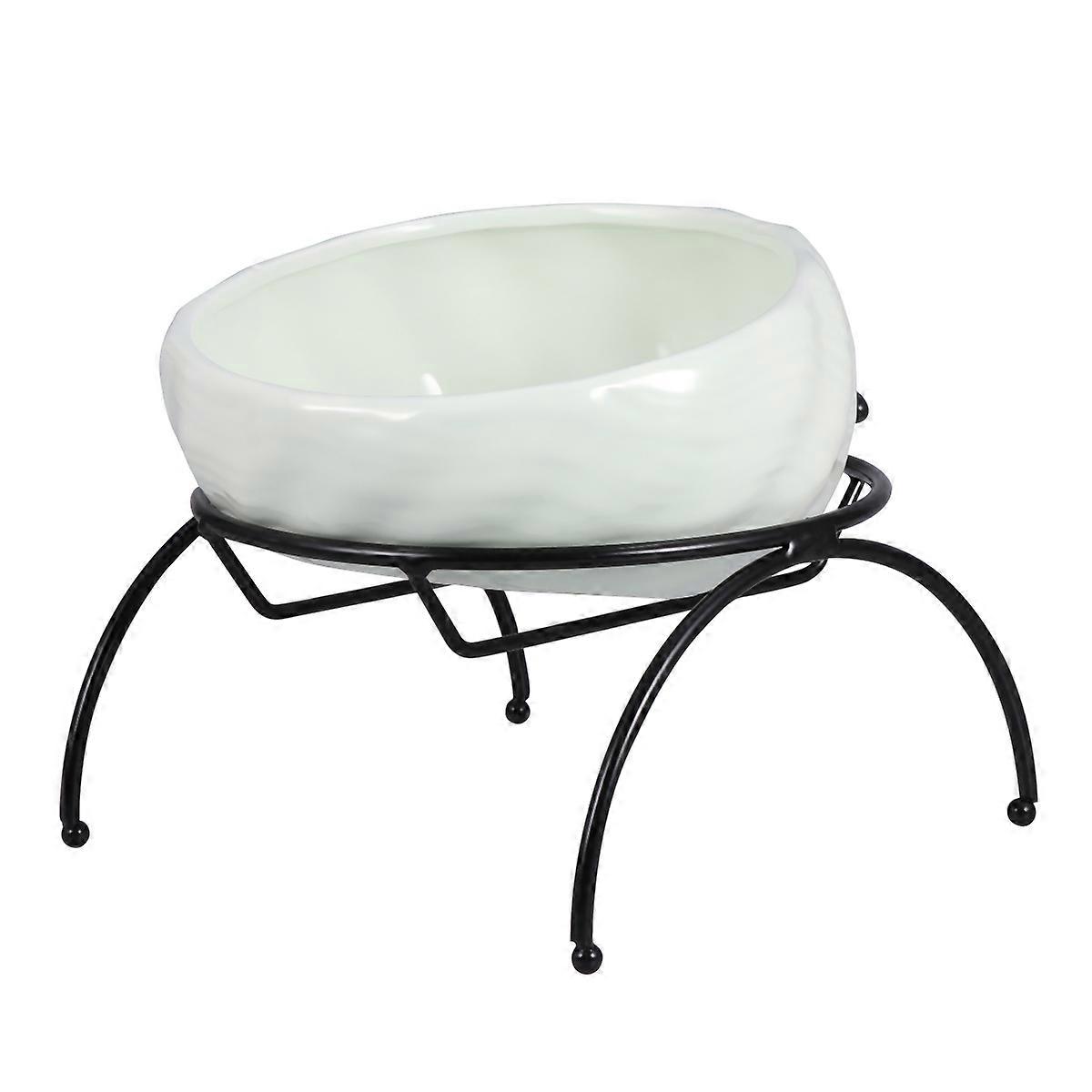 Elevated Feeding Pet Bowl 2 Sets Ceramic Dog Cat Water Feeder Light Green with Stable Rack Design