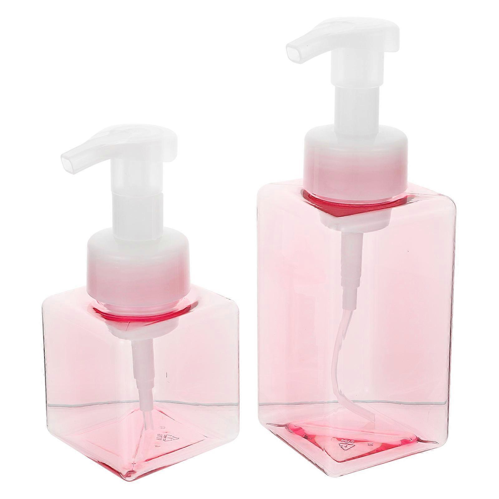 Mousse Bubble Flask Bottles for Travel Pink Petg+pp Plastic for Storage 2Pcs