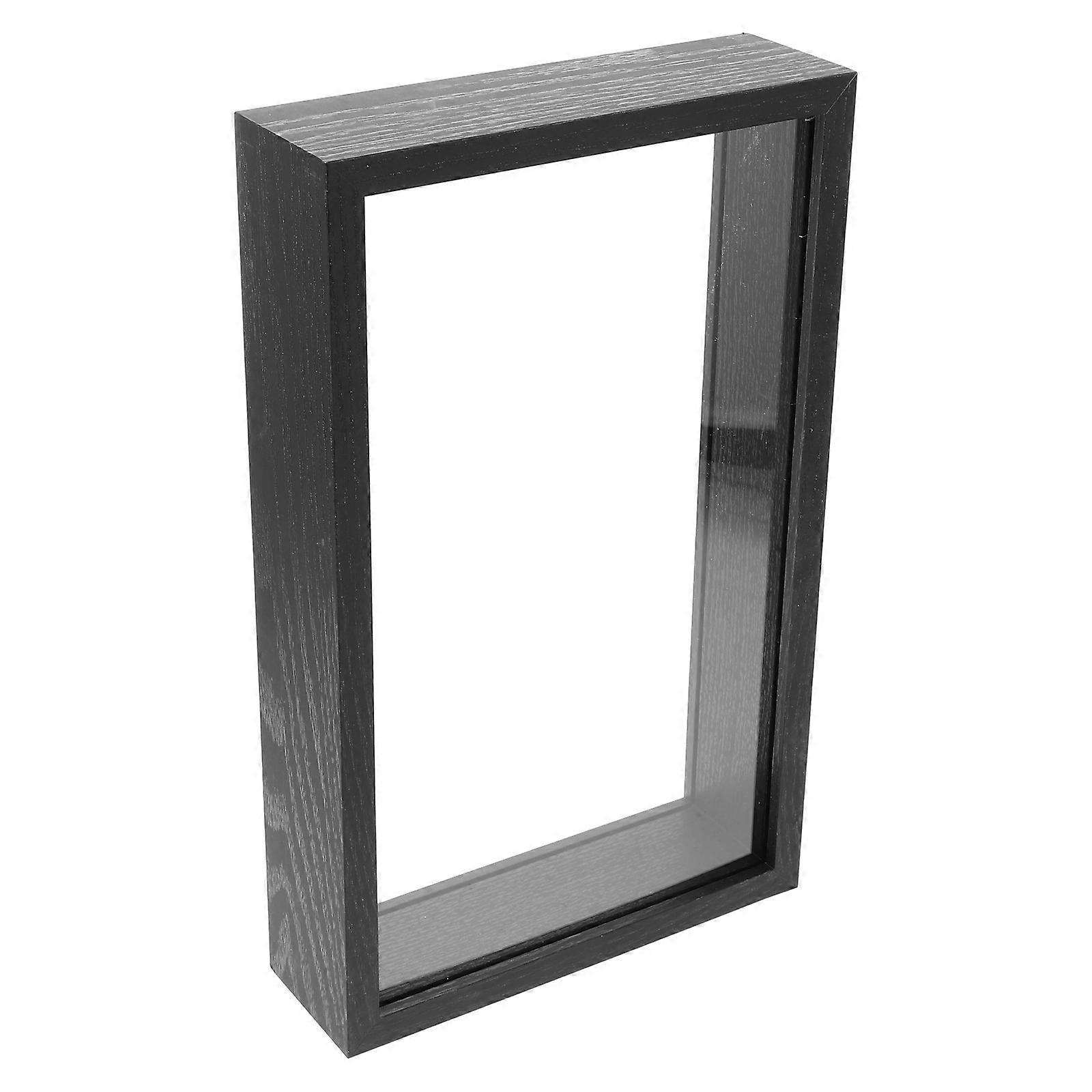 Flower Display Holder Dried Flower Frame Box Home Decoration Black Wood Floral Display 1Set