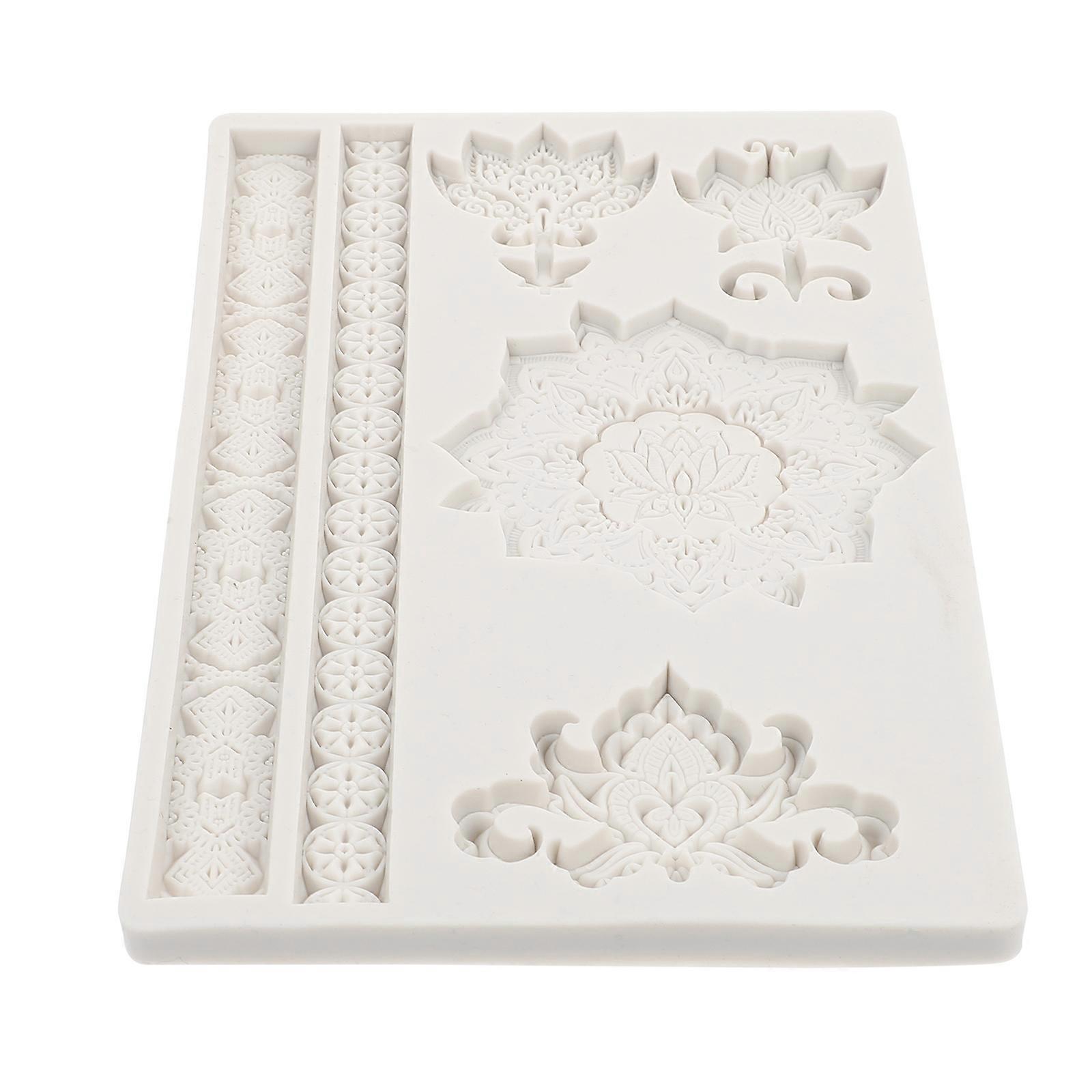 3Pcs Embossed Silicone Mold Fondant Cake Molds for DIY Baking Tool Use