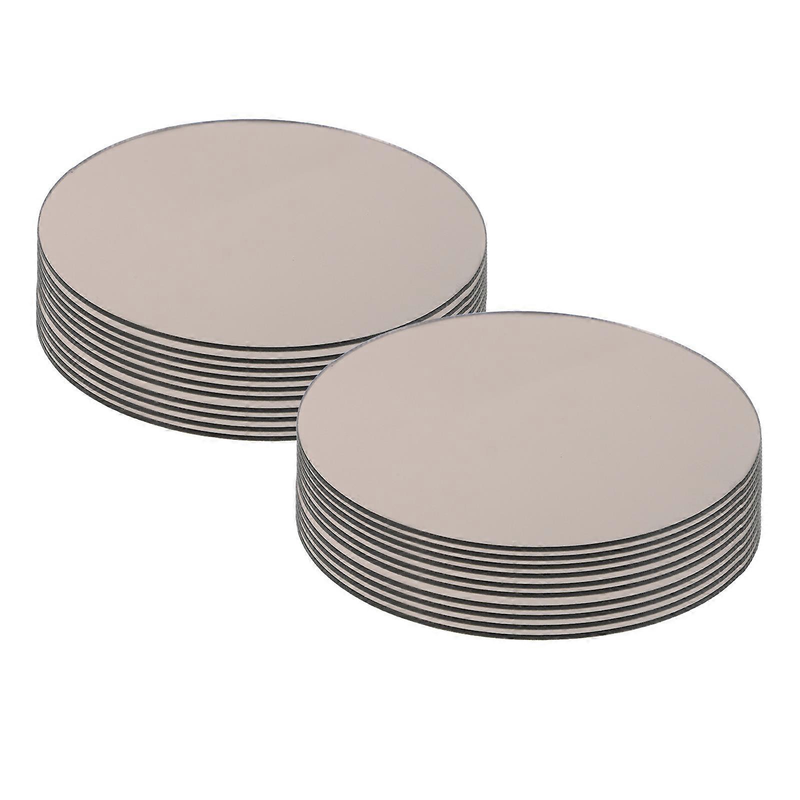 Modern Sleek Circular Mirror 100Pcs Mini Adhesive Craft Mirrors Ideal For Wall Decoration And DIY Projects 8CM Khaki Color