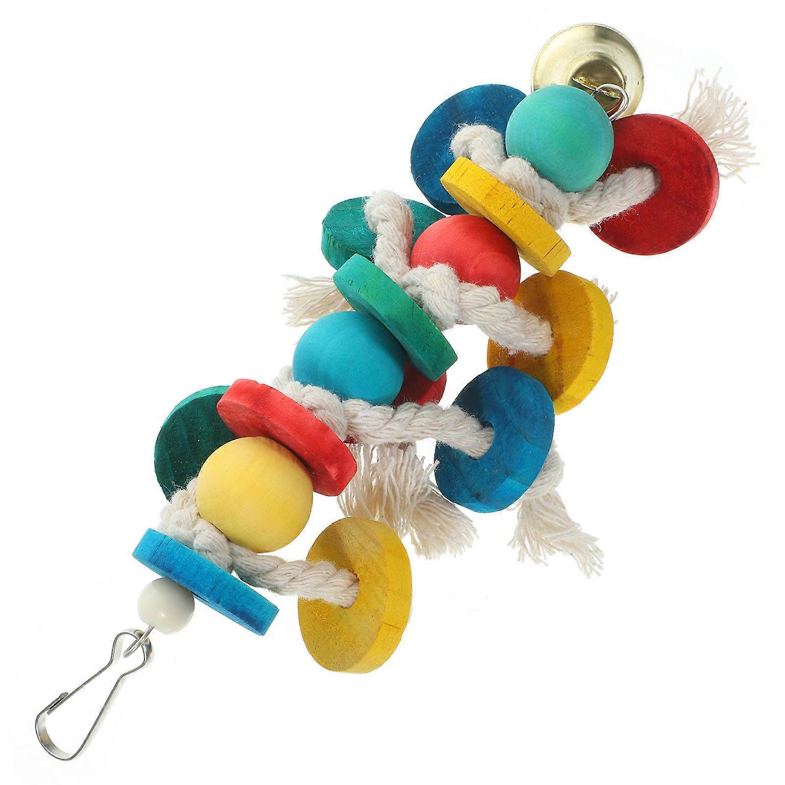 Bird Chew Toy Wooden Parrot Hanging Chewing Toy for 2Pcs Set