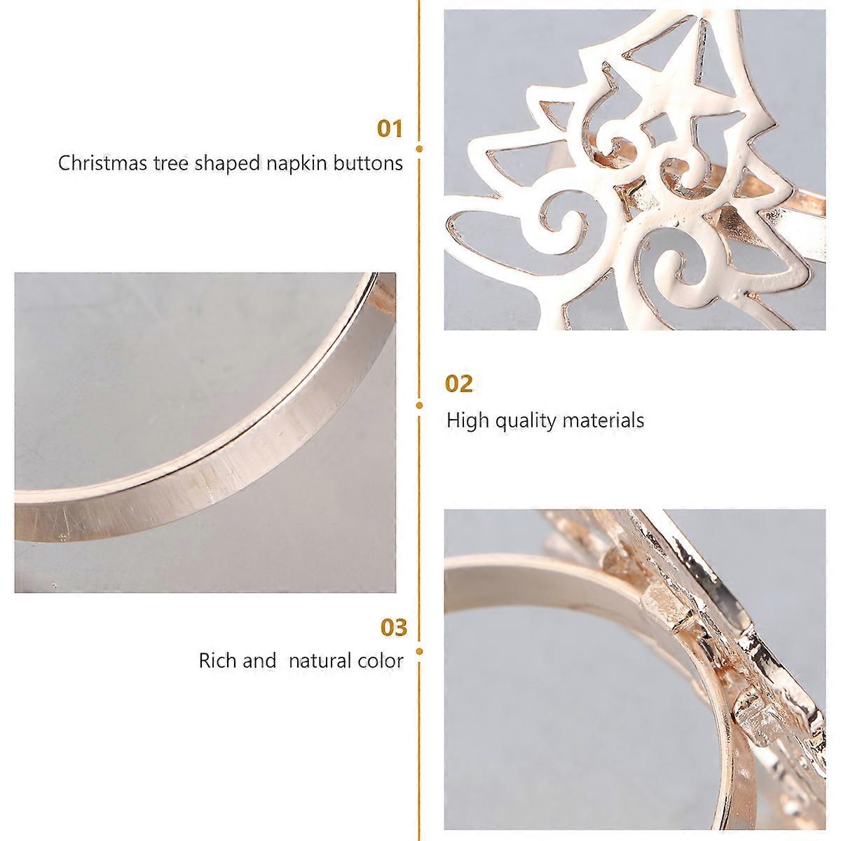 Golden Alloy Napkin Buckle Christmas Tree for Dinner 4Pcs Set