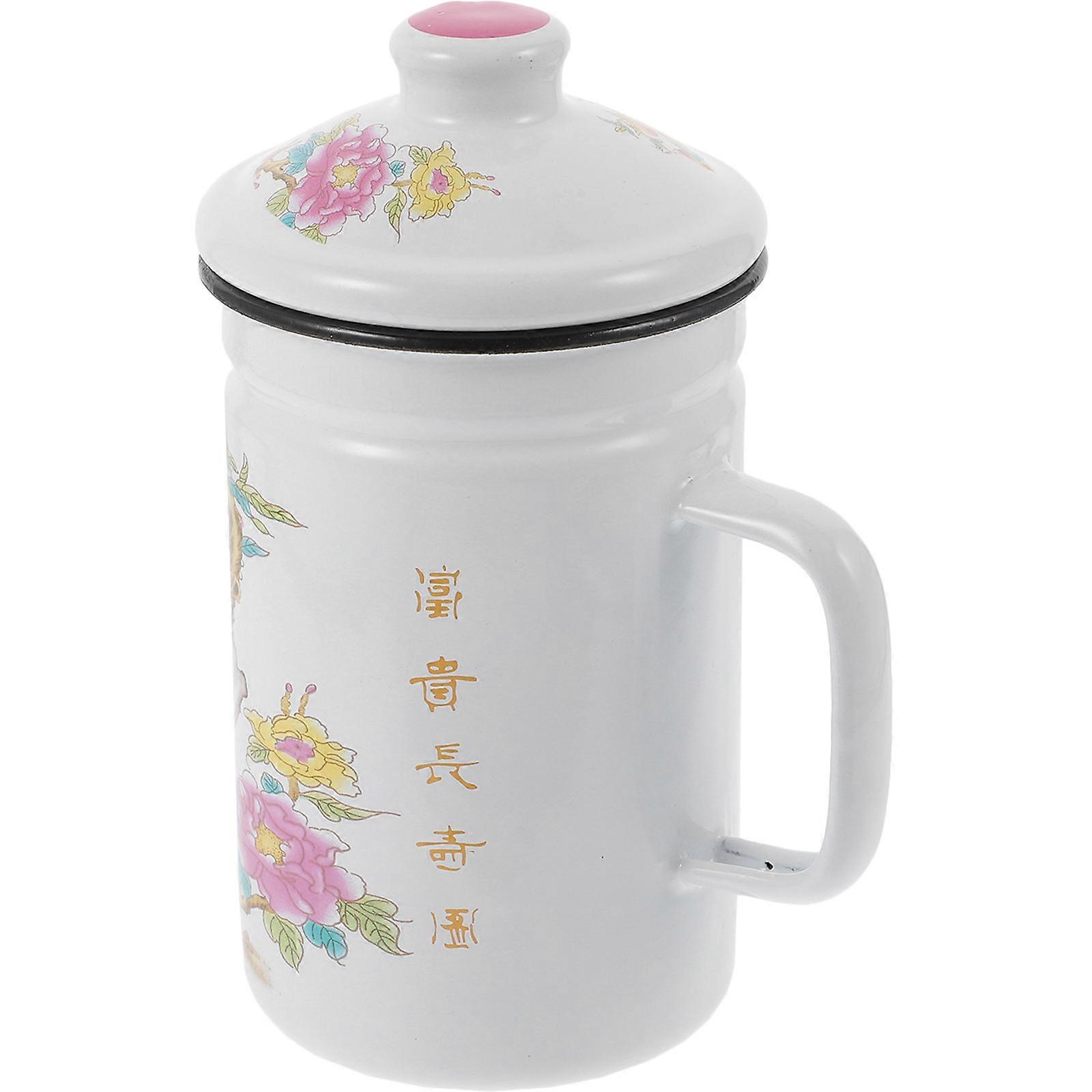 Retro Style Enamel Tea Mug with Handle for Tea Drinking 4Pcs