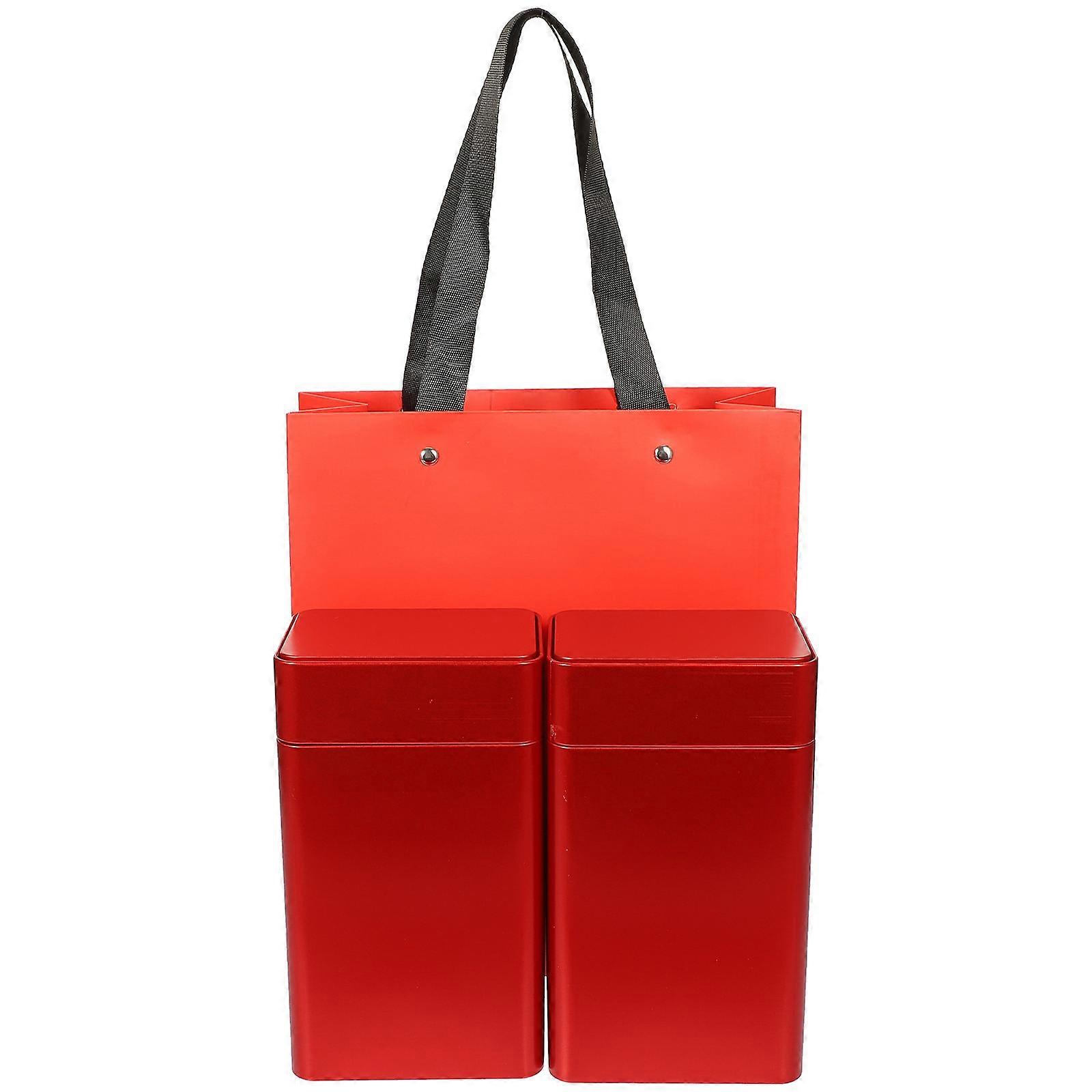 Tinplate Container Tea Canister for Storage 10Pcs Red Square Decorative Tin