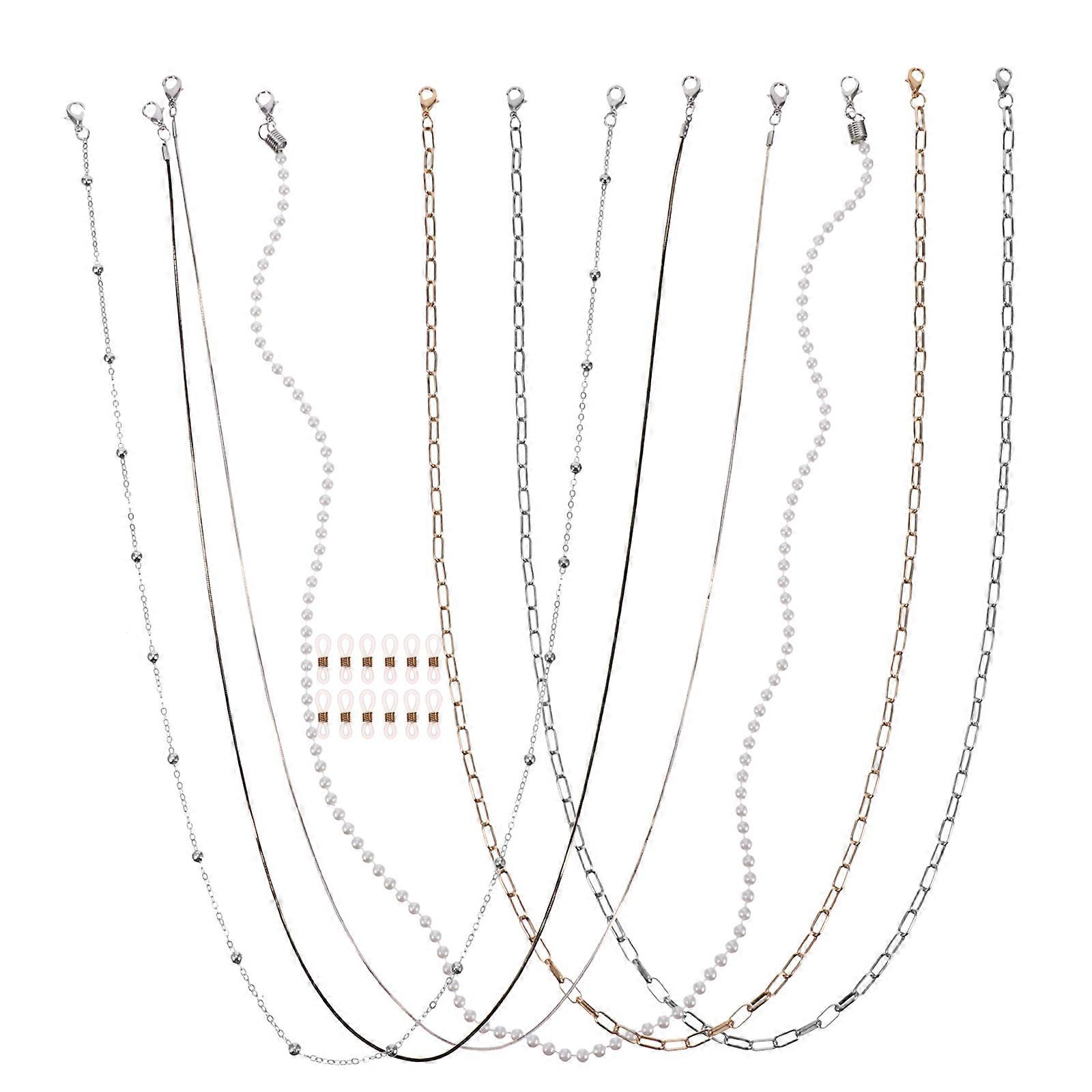 Lanyard Neck Strap 1 Set 6Pcs Assorted Color Fashion Style Daily Use Hanging Chain Anti-skid Silicone Buckles