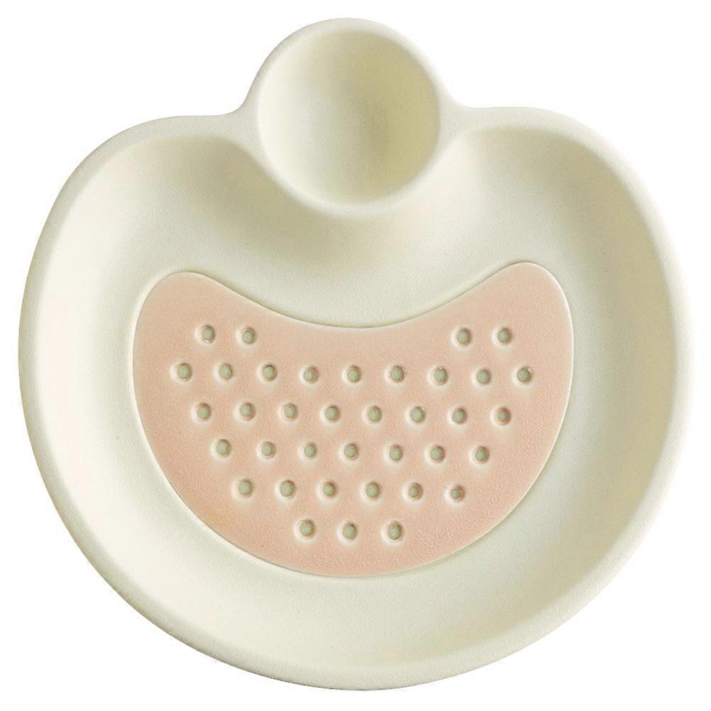 Dumpling Plate Beige Ceramic with Sauce Compartment Space Saving Design for Home Use