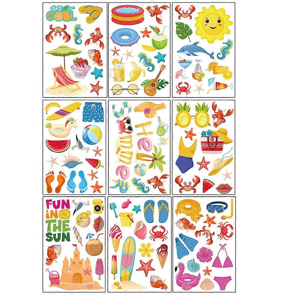 Static Adhesion Window Decals 45 Sheets Summer Theme Design Rectangular Multi PVC Stickers Ideal For Home Wedding Decorations