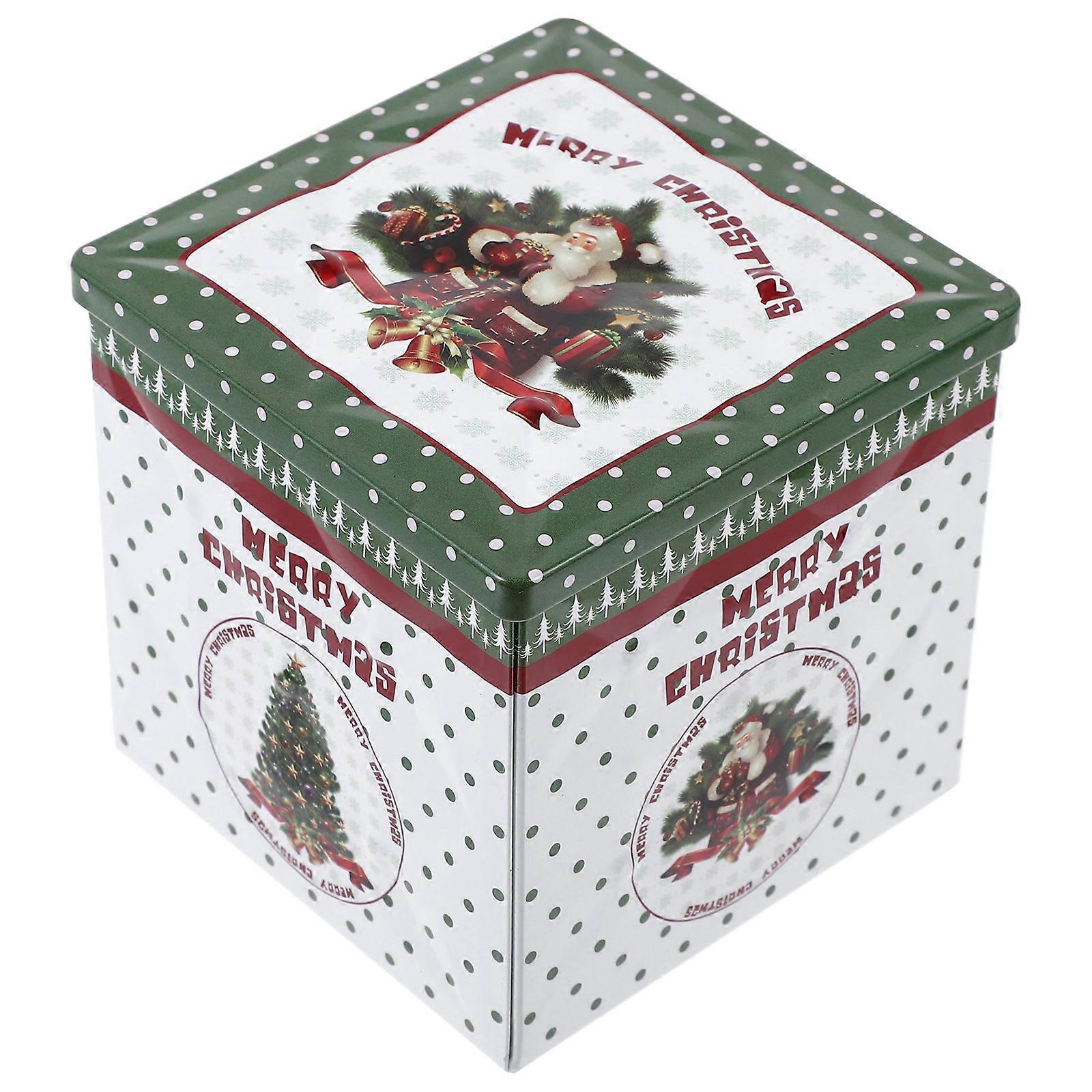 Square Tinplate Cookie Box For Christmas Dinner Parties And Banquets In Multi Color 4Pcs