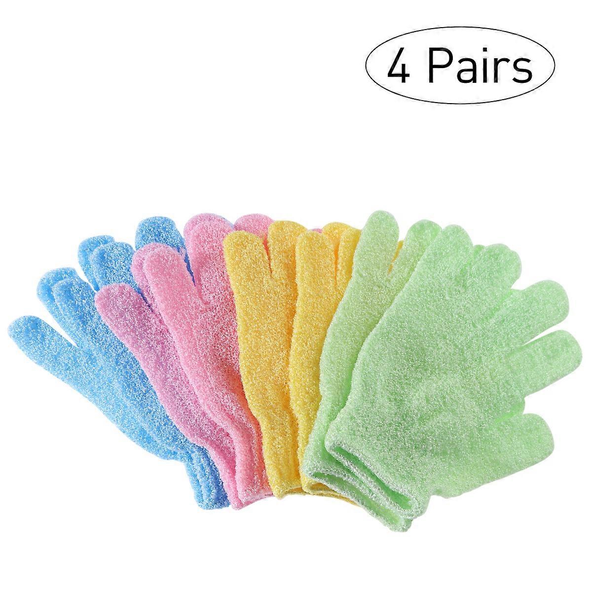 Exfoliating Shower Gloves 4 Pairs Suitable For Family Assorted Color Skin Revitalization Blood Circulation Stimulation