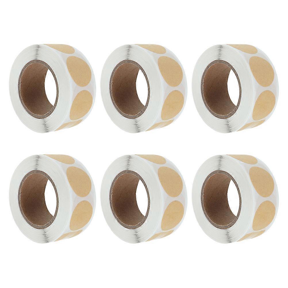 Kraft Paper Round Packing Stickers for Decorative Use 6 Rolls