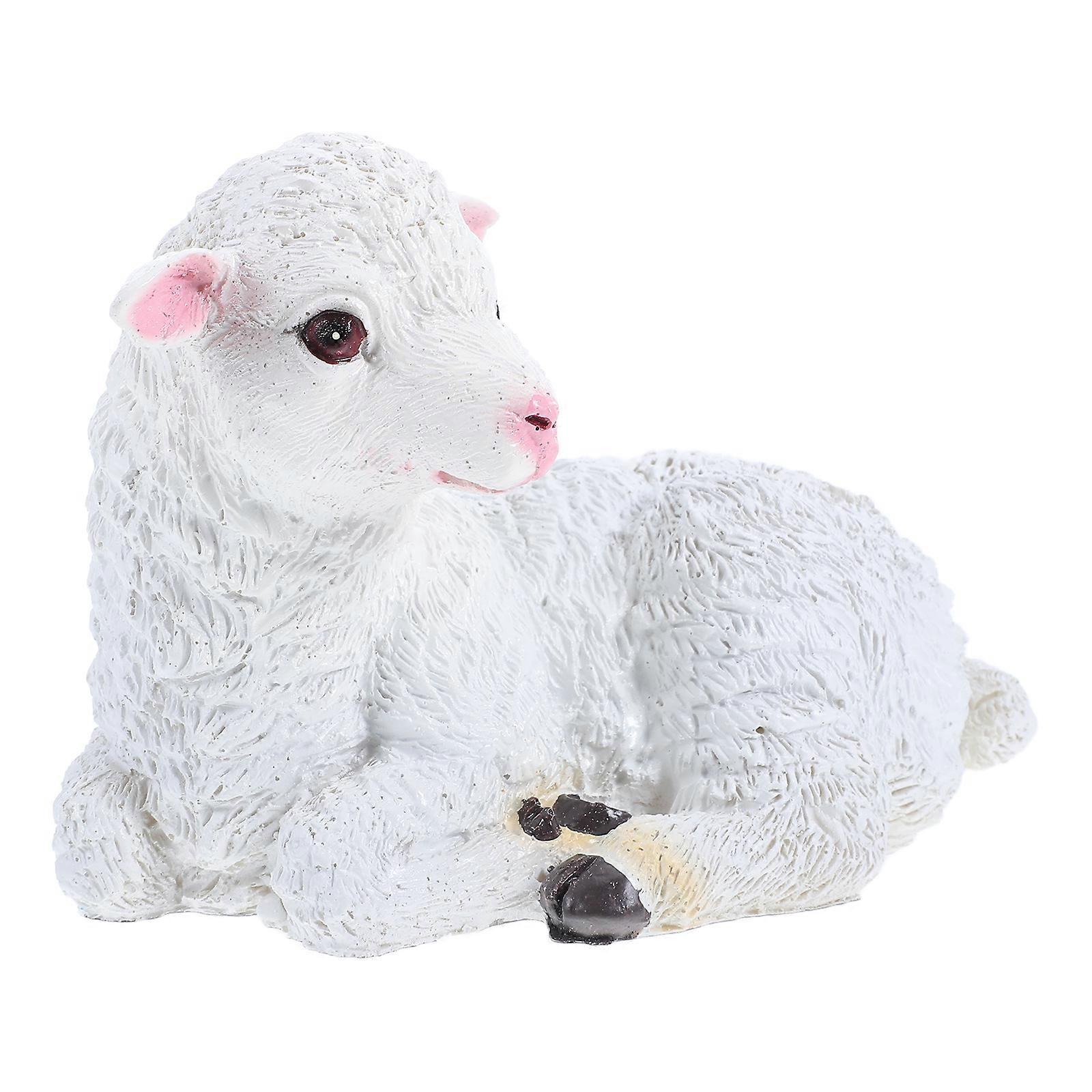 Micro Landscape Goat Models Resin Statue for Decor 2Pcs White Goat Figurines