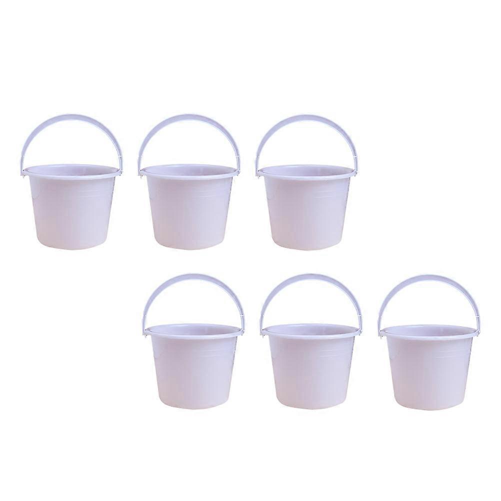 Painting Bucket 6Pcs White Round PP Bucket with Ergonomic Handle for Storage