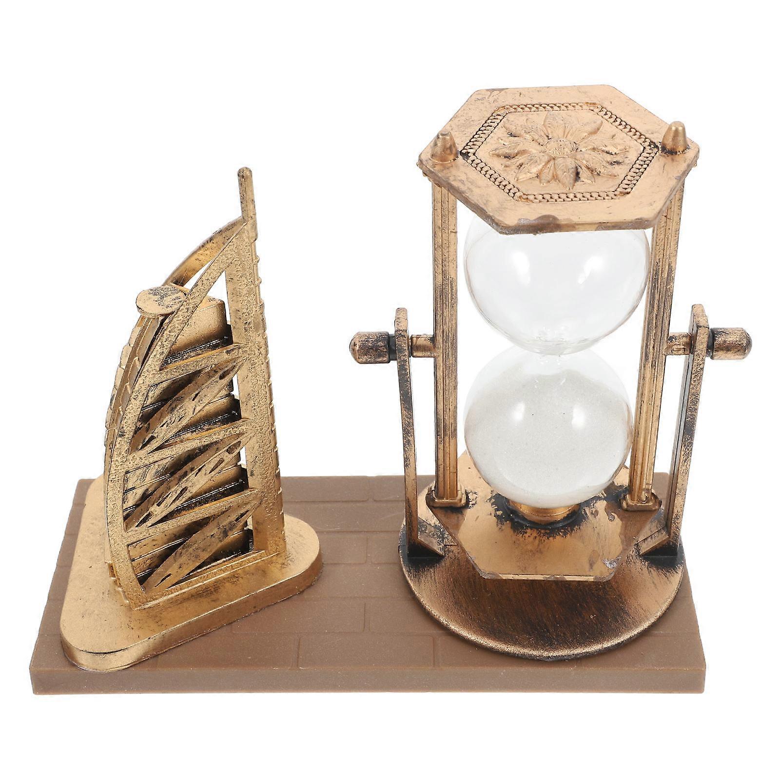 Golden Vintage Sand Hourglass Timer for Office Table 5Pcs