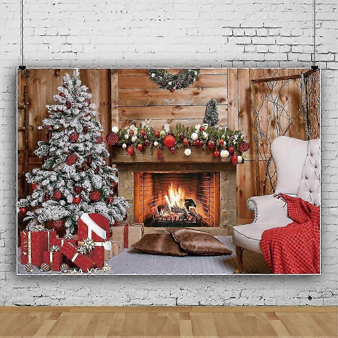 7x7ft Christmas Backdrop, Merry Christmas Tree Photo Photography Backdrop, Forest Window Xmas Backdrop For Party Decoration Banner