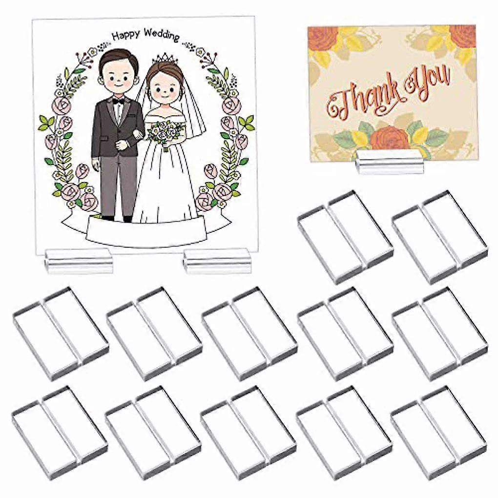 12pcs Sign Holders Transparent Stand Table Place Signs Display Base Tools