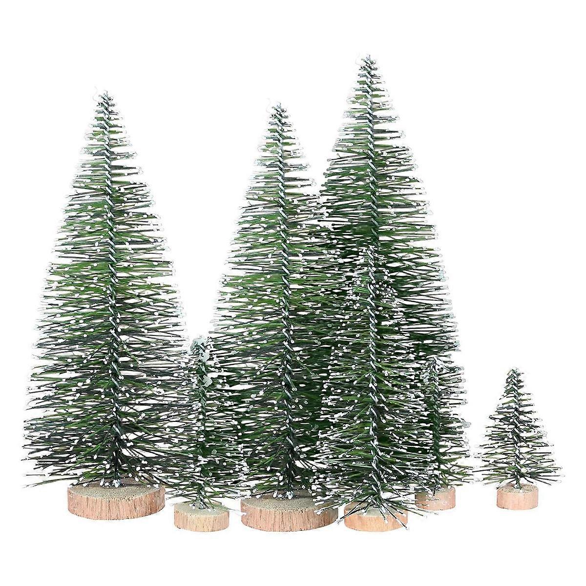 25PCS Miniature Artificial Christmas Trees 5 Sizes,with Wooden Base
